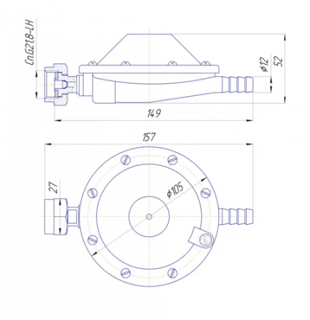 Регулятор РДСГ 1-1.2 (50л) Випра Лев.резьба под вентиль ВБ-2